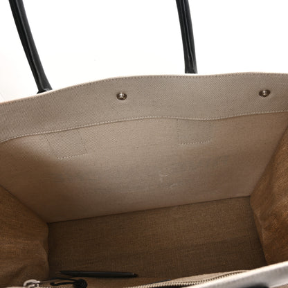 Saint Laurent Linen Calfskin Small Rive Gauche Tote Greggio Natural 10 of 10