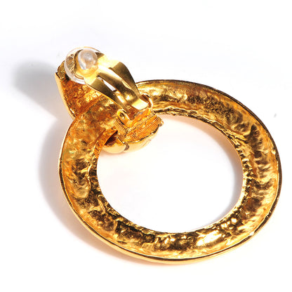 Chanel Quilted Hoop Clip On Earrings Gold 3 of 5