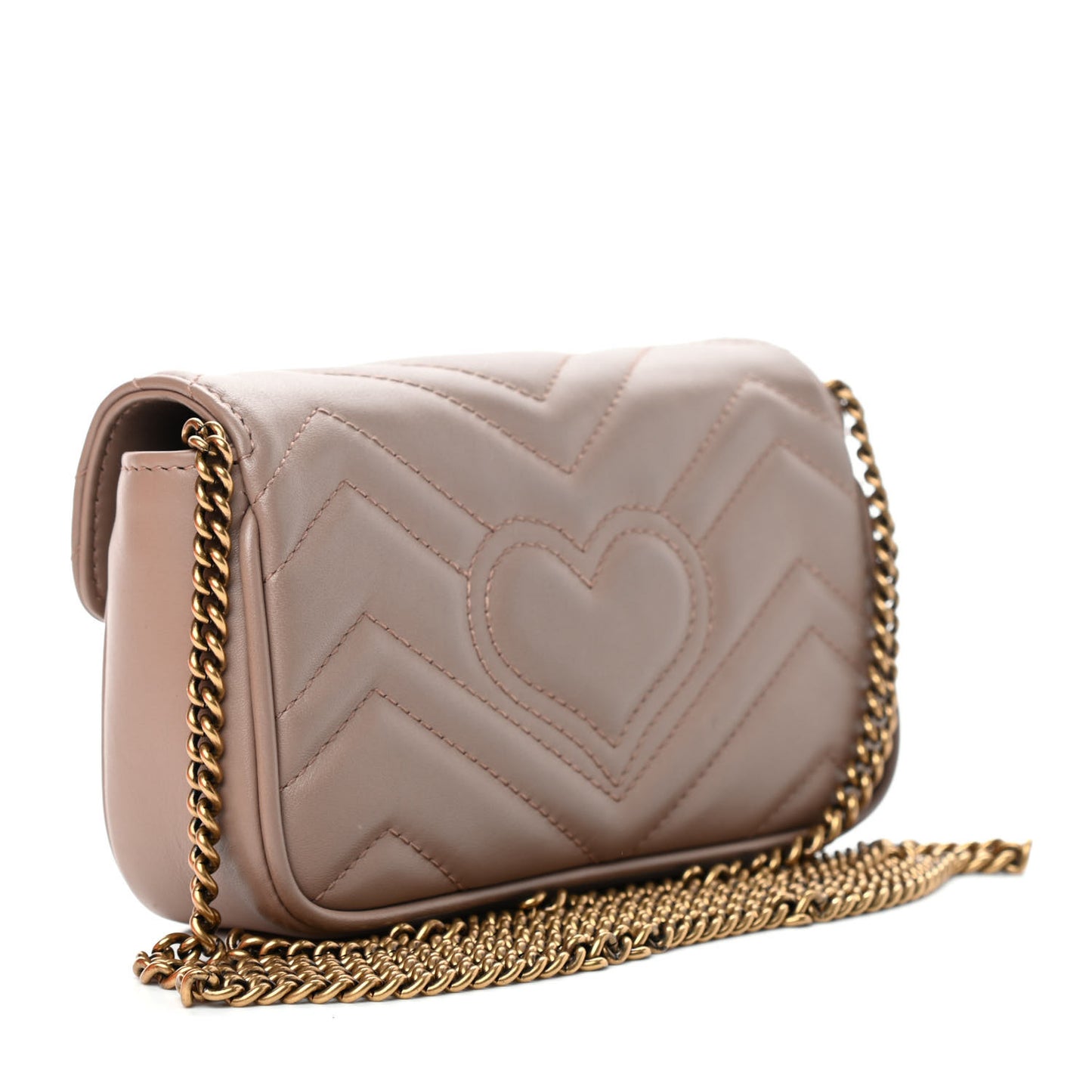 Calfskin Matelasse Super Mini GG Marmont Shoulder Bag Porcelain Rose