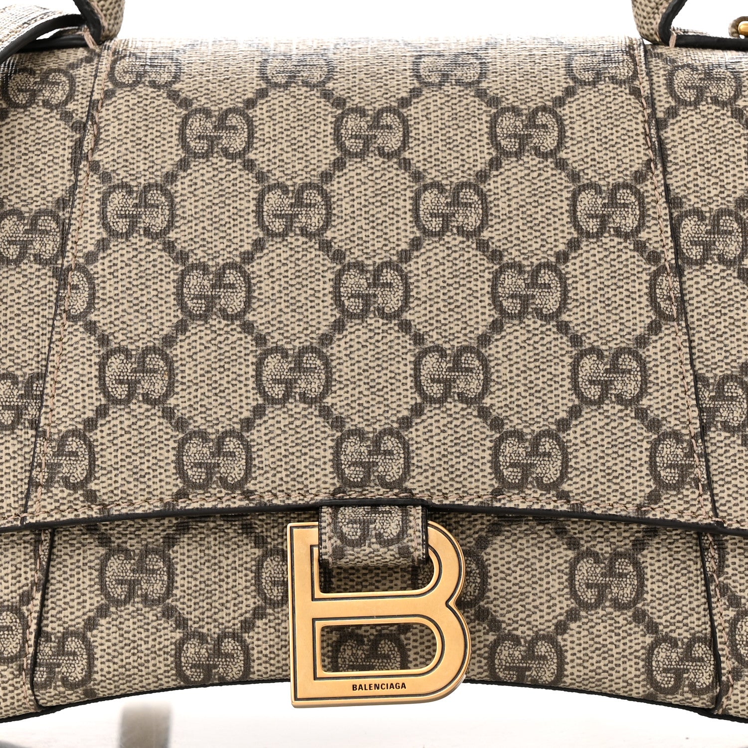 Balenciaga X GUCCI GG Supreme Monogram Small Hourglass Top Handle Bag Beige Ebony 8 of 10