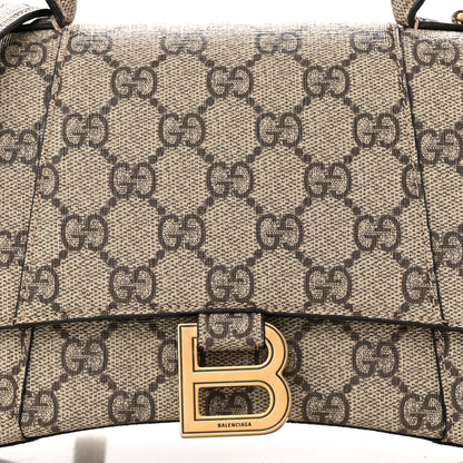 Balenciaga X GUCCI GG Supreme Monogram Small Hourglass Top Handle Bag Beige Ebony 8 of 10