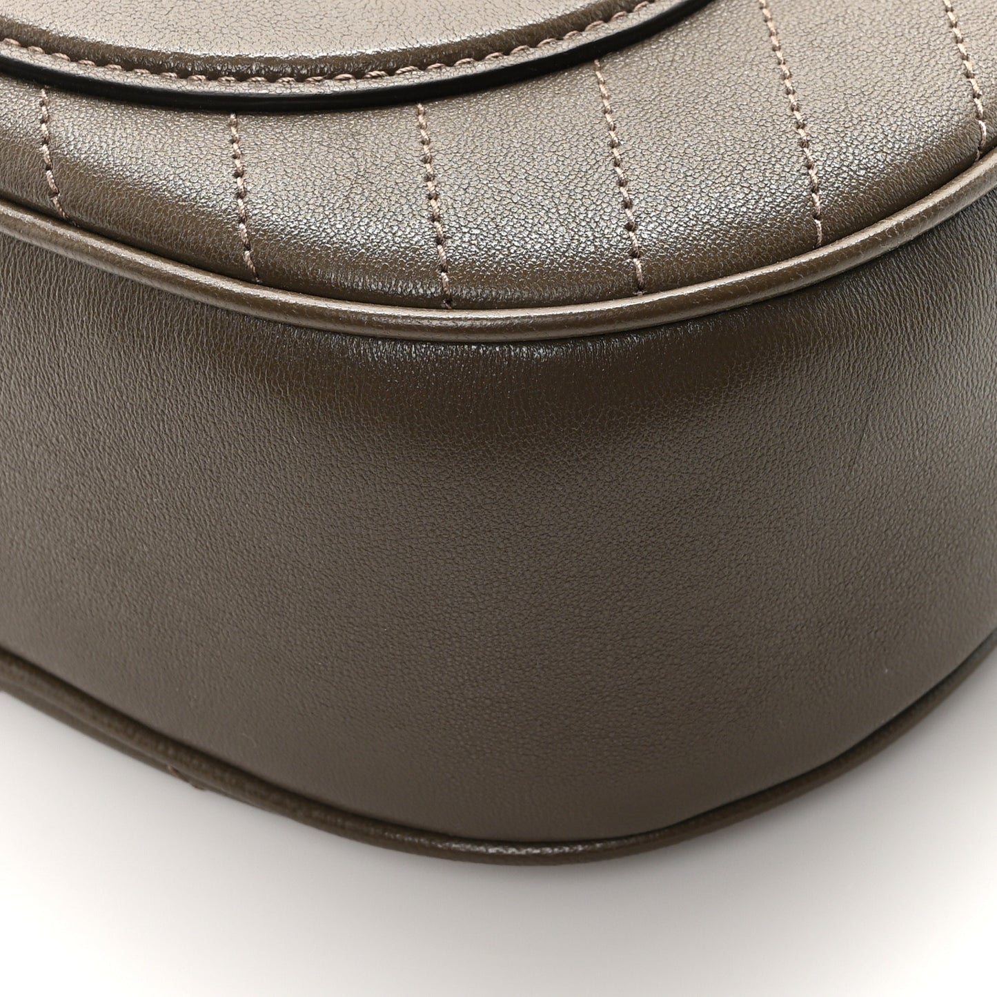 Sakai Be Green Calfskin Diagonal Stitched Mini Blondie Shoulder Bag Craclet Brown