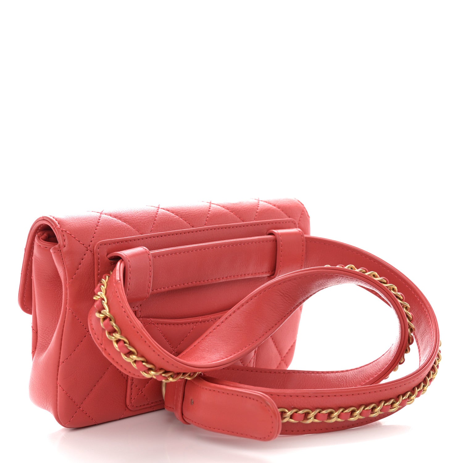 Chanel Calfskin Quilted Carry With Chic Flap Waist Bag Red 3 of 11
