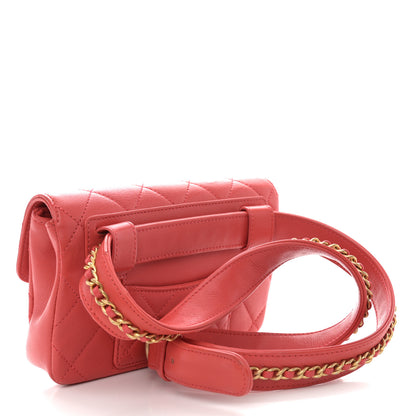 Chanel Calfskin Quilted Carry With Chic Flap Waist Bag Red 3 of 11