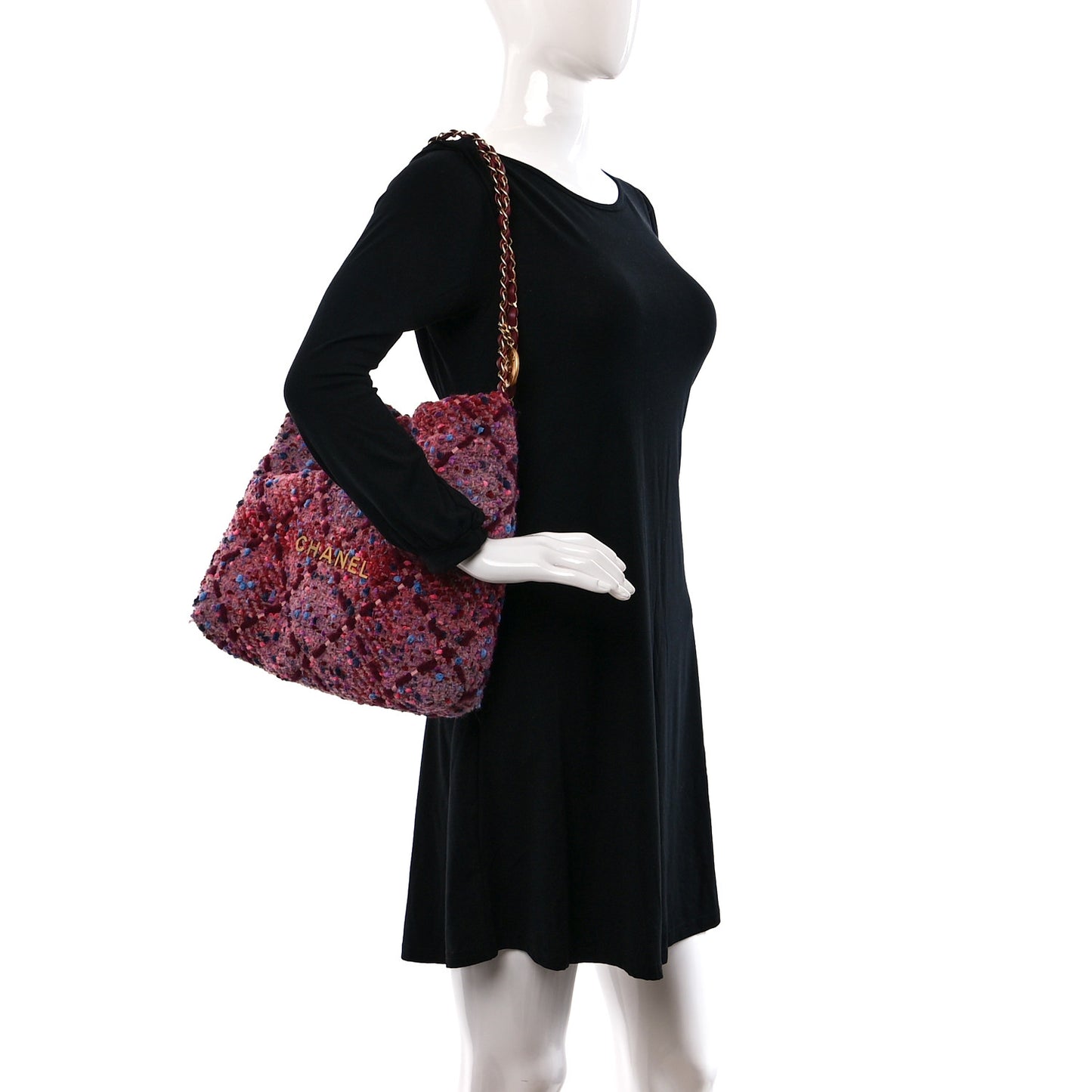 Tweed Quilted Chanel 22 Pink Burgundy