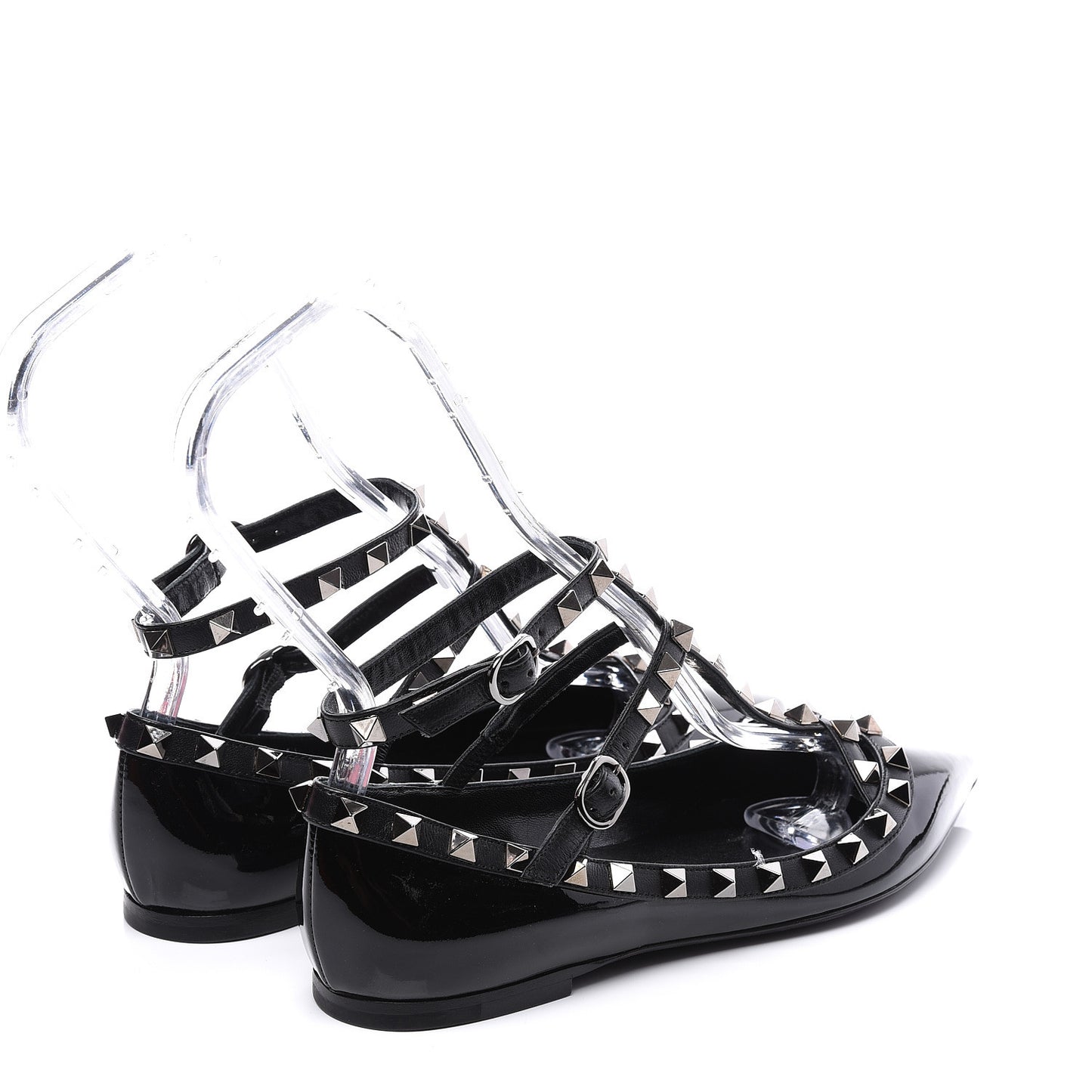Patent Rockstud Cage Ballerina Flats 36 Black
