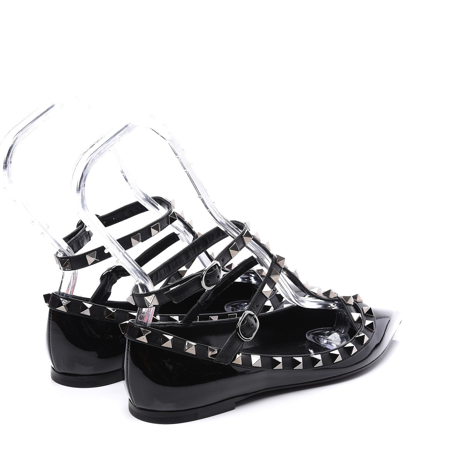 Valentino Garavani Patent Rockstud Cage Ballerina Flats 36 Black 4 of 11