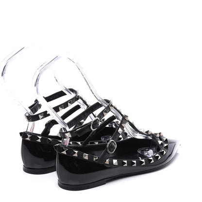 Valentino Garavani Patent Rockstud Cage Ballerina Flats 36 Black 4 of 11