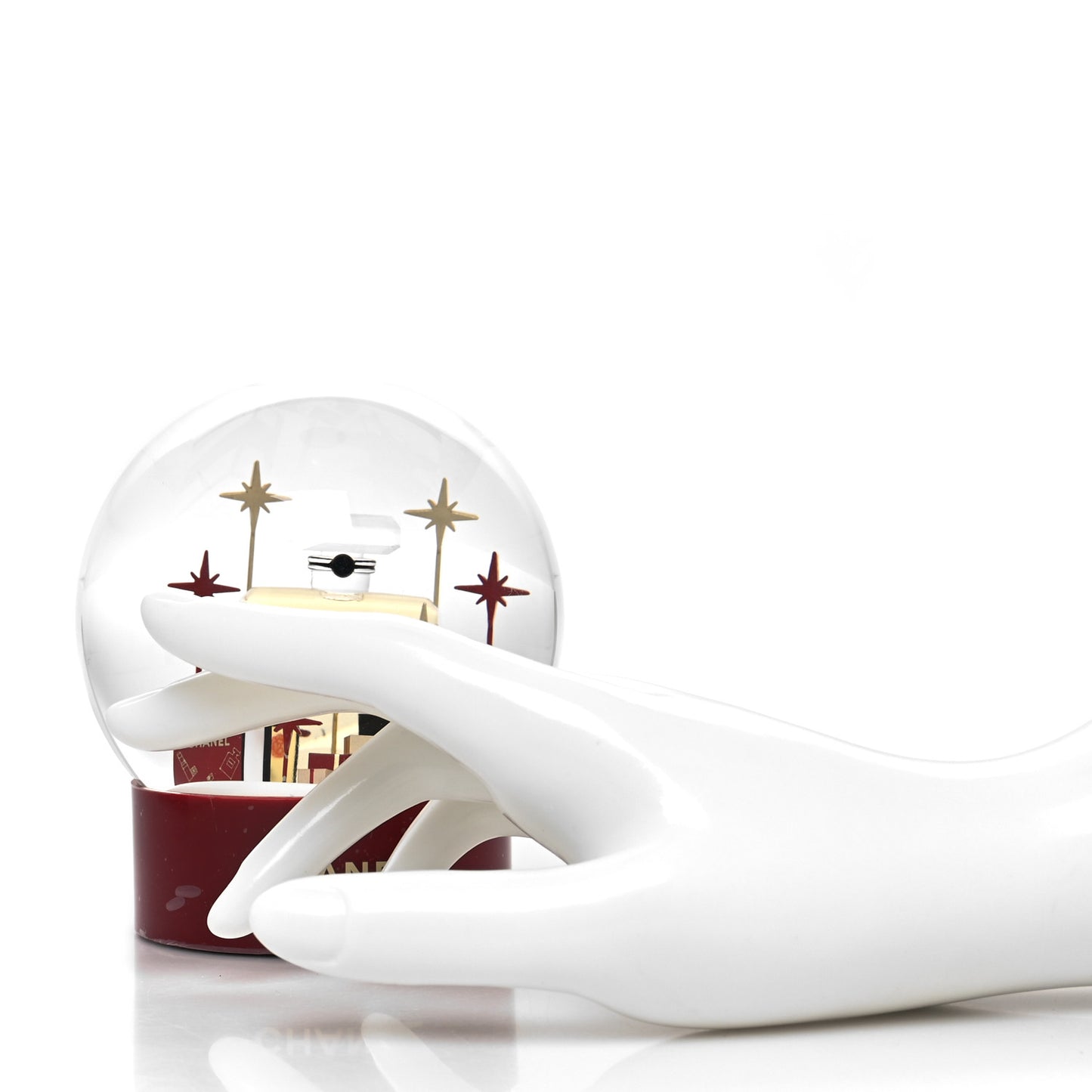 Glass N°5 Perfume Bottle Snow Globe Red