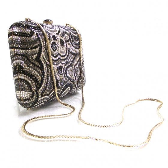 Swarovski Crystal Paisley Minaudiere Clutch Gold