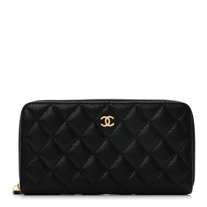 Chanel Caviar Quilted Large Gusset Zip Around Wallet Black 1 of 8