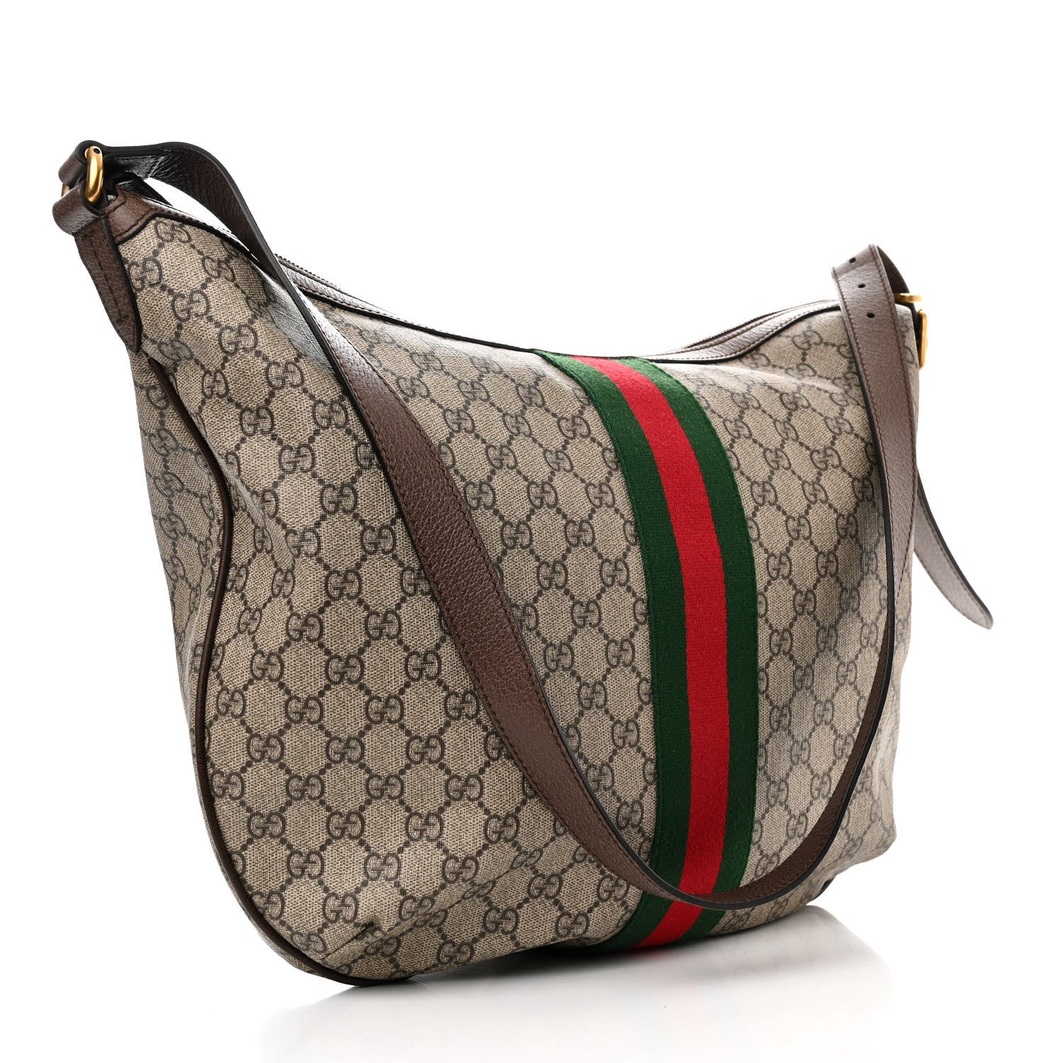 Gucci GG Supreme Monogram Web Ophidia Half Moon Hobo Brown 3 of 10