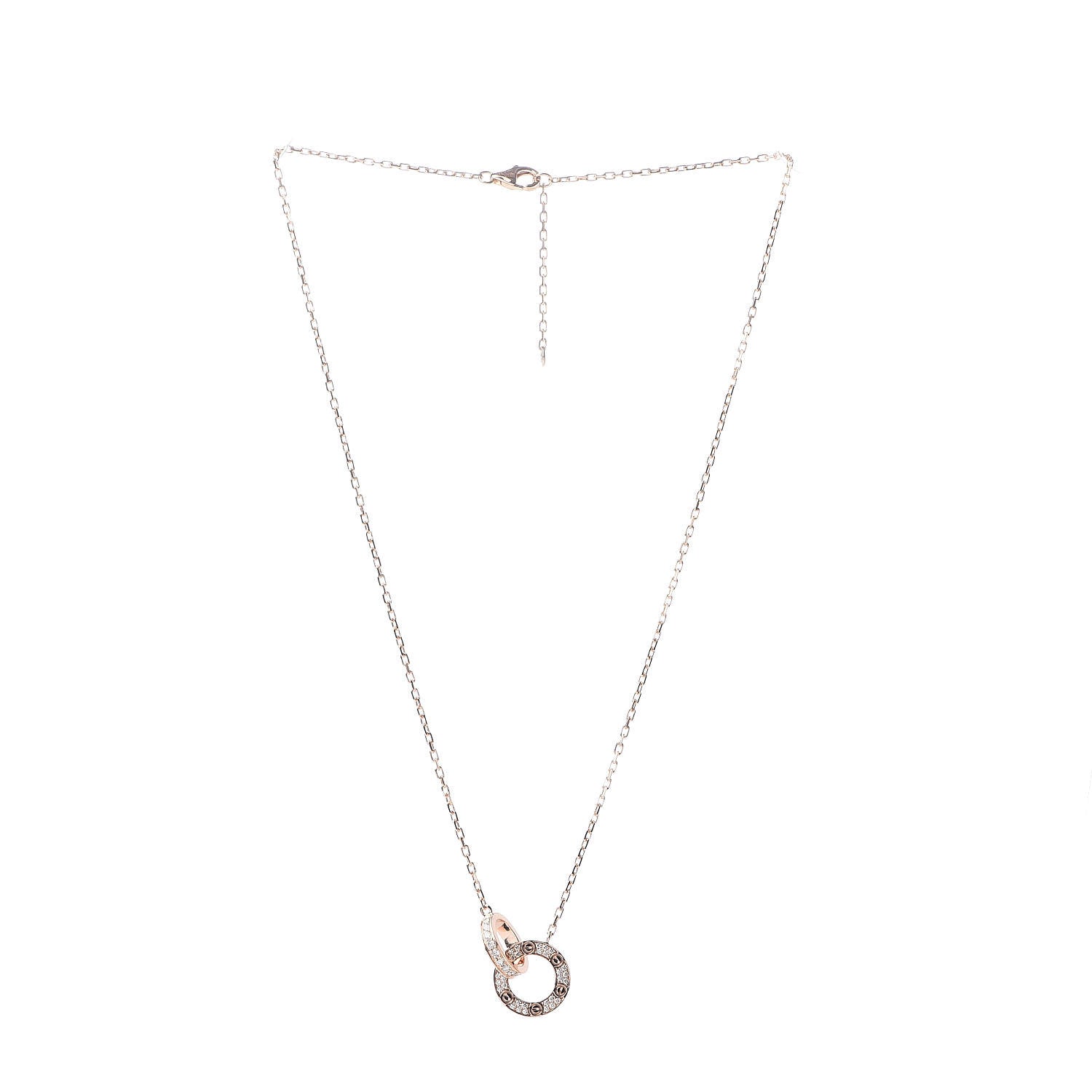 Cartier 18K Pink Gold Diamond Interlocking LOVE Paved Necklace 2 of 4