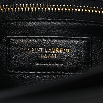 Saint Laurent Calfskin Crocodile Embossed Monogram Cassandra Clasp Bag Black 6 of 11