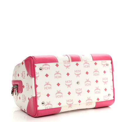 MCM Visetos Medium Boston Bag Pink White 4 of 10