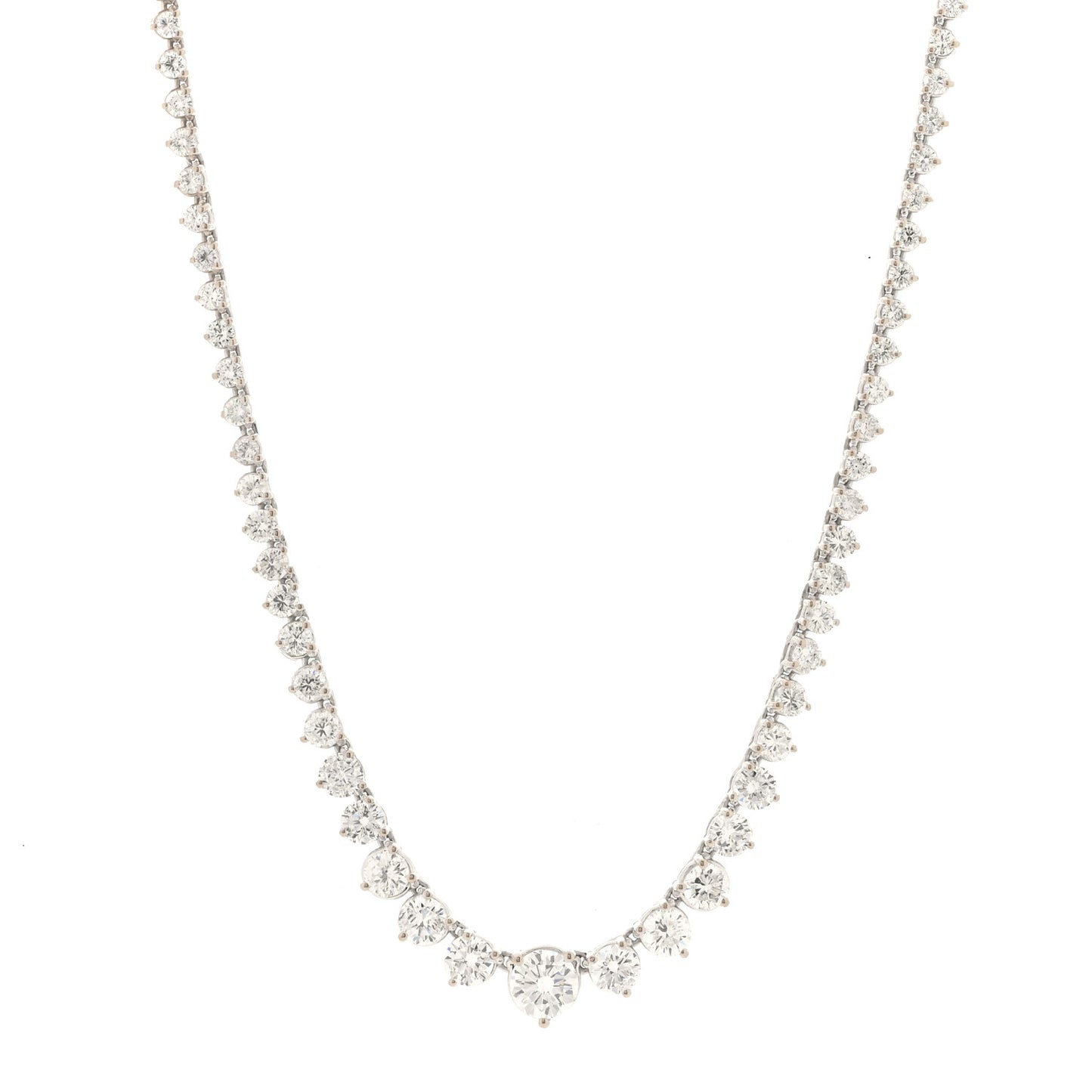 14K White Gold Diamond 10.77ctw Riviera Necklace