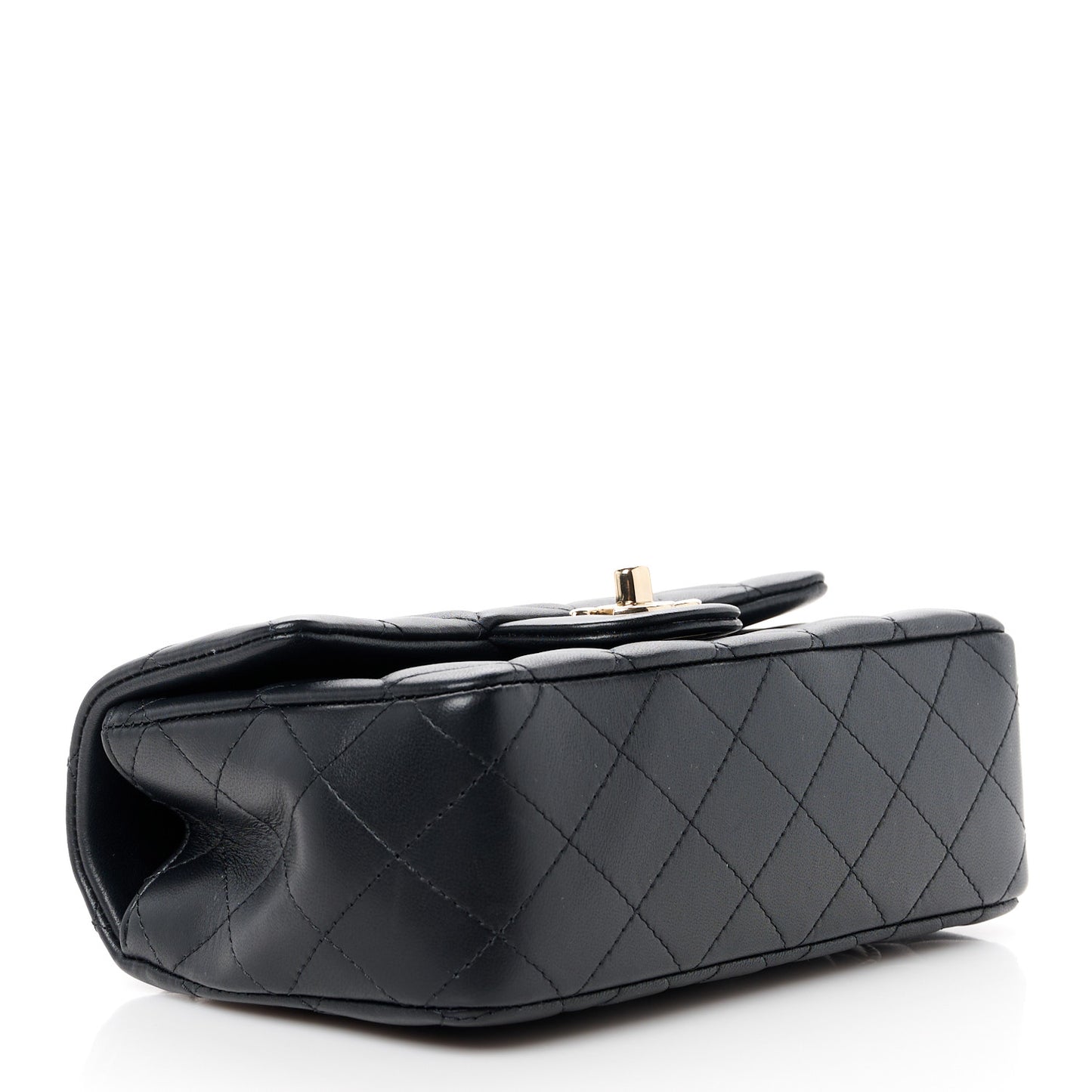 Lambskin Quilted Mini Top Handle Rectangular Flap Black
