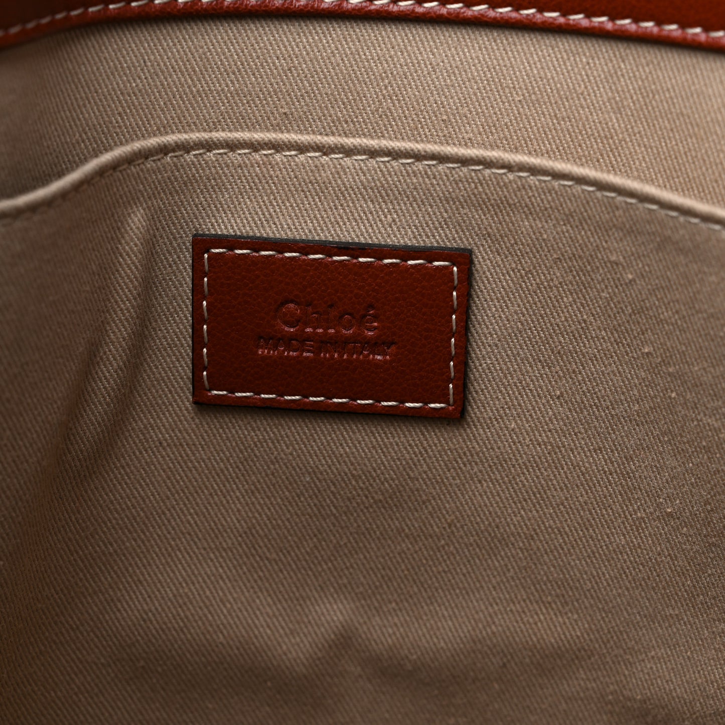 Calfskin Medium Woody Ribbon Tote Sepia Brown