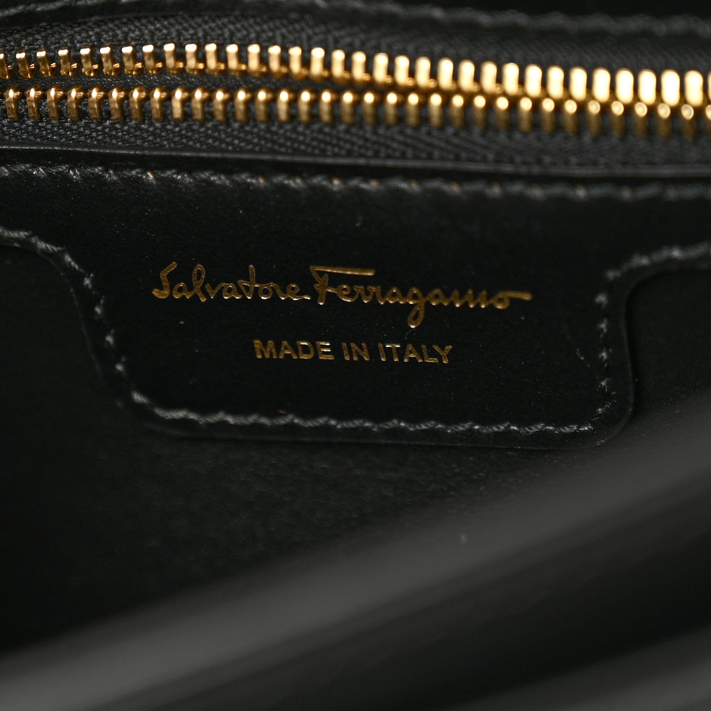 Calfskin Quilted Gancini Flap Bag Black