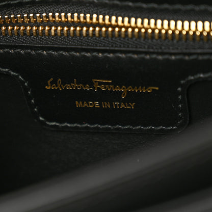 Salvatore Ferragamo Calfskin Quilted Gancini Flap Bag Black 6 of 11
