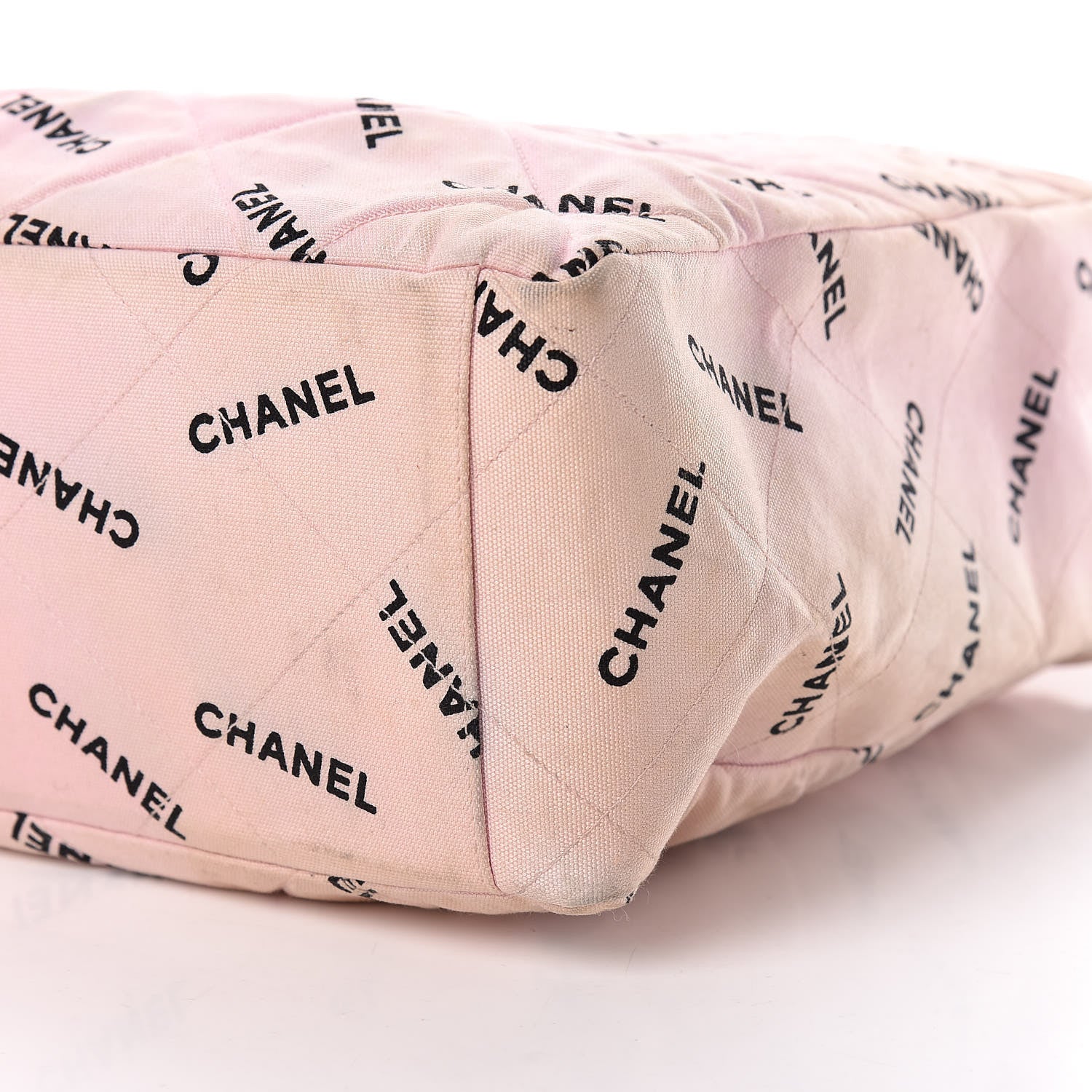 Chanel Canvas Quilted Printed Logo Tote Pink Black 12 of 24