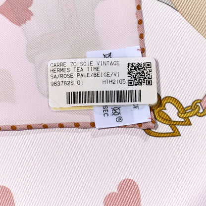 Hermes Silk Hermes Tea Time Scarf 70 Rose Pale Beige 6 of 6