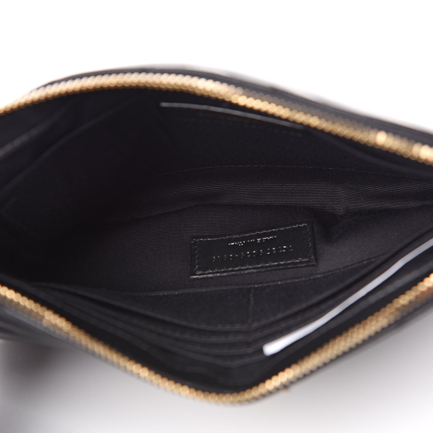 Calfskin Matelasse Chevron Monogram A5 Wristlet Black