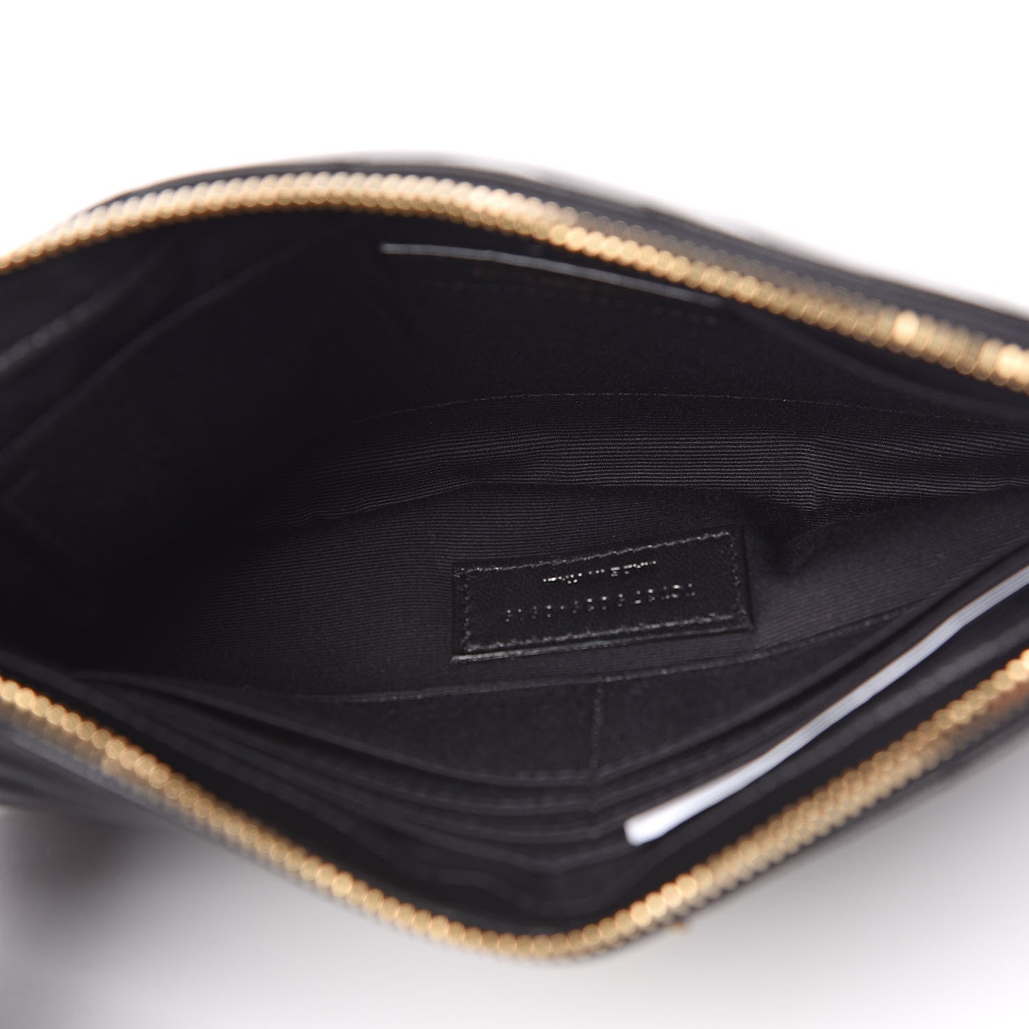 Saint Laurent Calfskin Matelasse Chevron Monogram A5 Wristlet Black 4 of 8