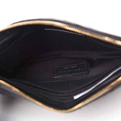Saint Laurent Calfskin Matelasse Chevron Monogram A5 Wristlet Black 4 of 8