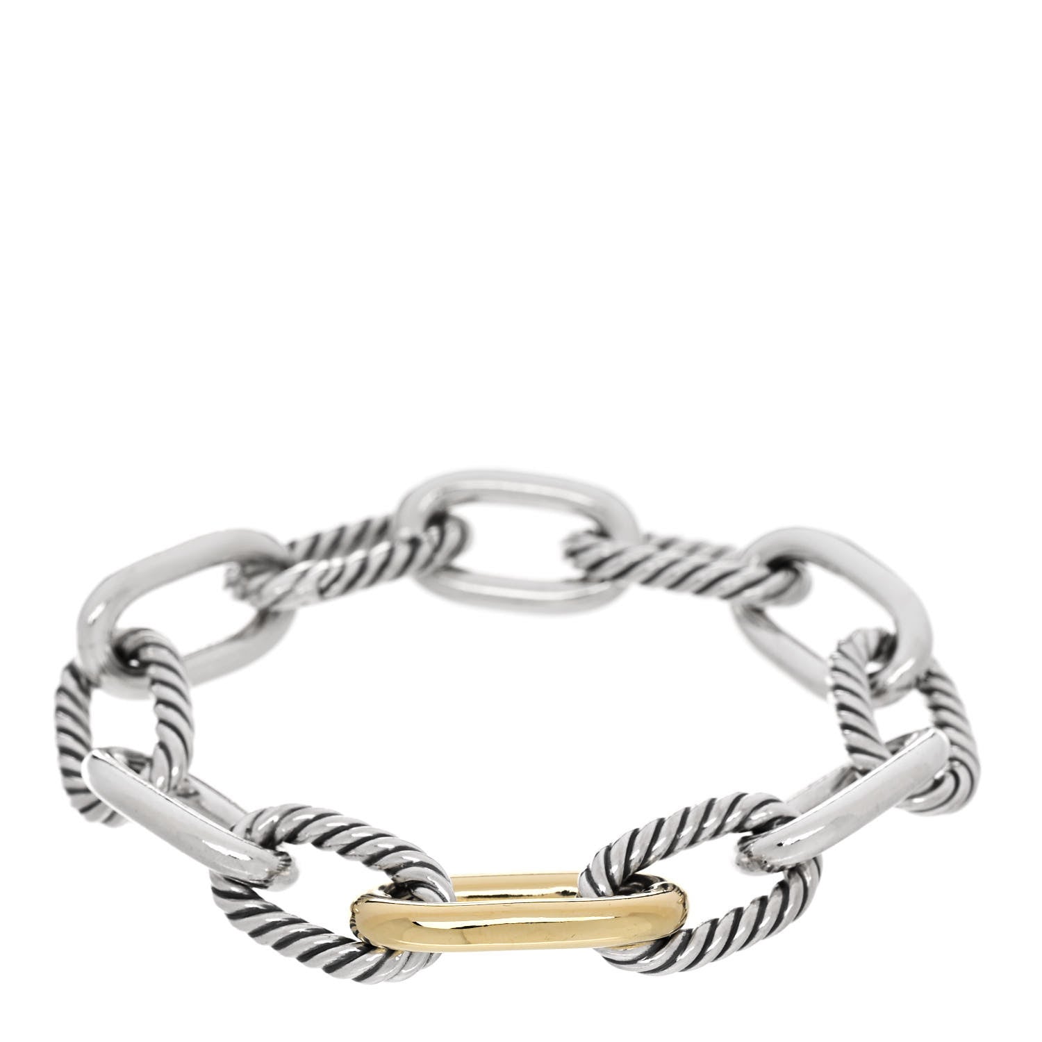 David Yurman Sterling Silver 18K Yellow Gold 11mm Madison Chain Bracelet 1 of 5