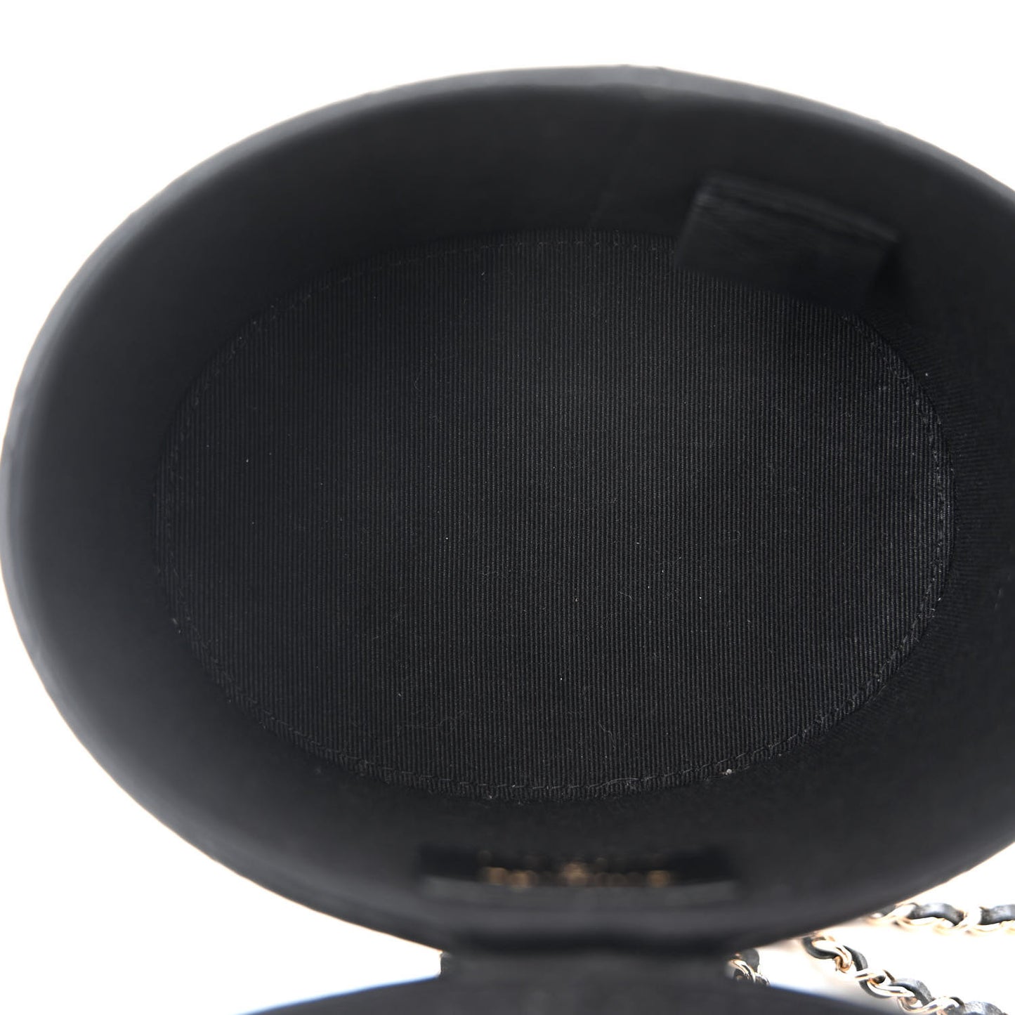 Lambskin Quilted Round Vanity Case With Chain Black