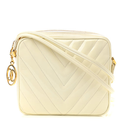 Chanel Patent Chevron Camera Bag White 1 of 12