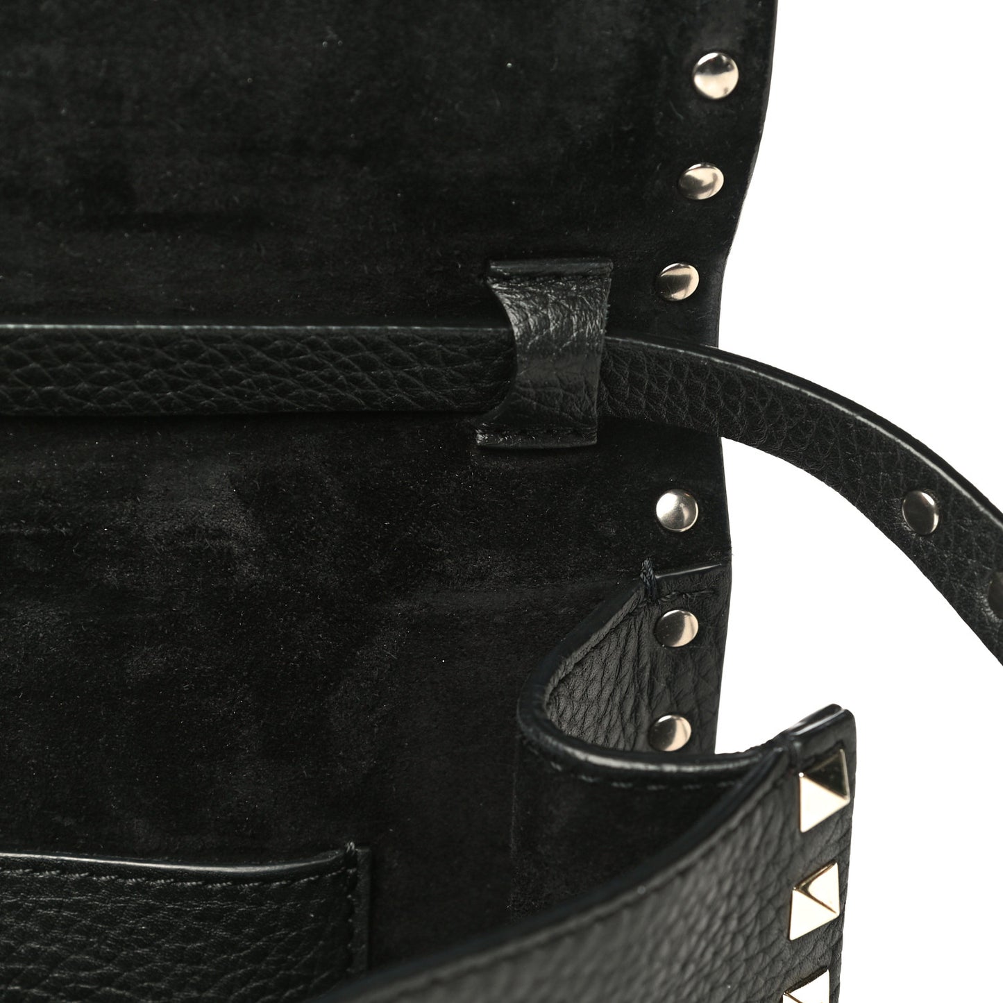 Pebbled Calfskin Medium Rockstud Flip Lock Crossbody Bag Black