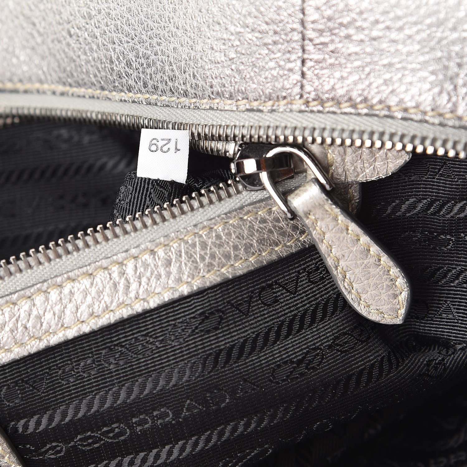 Prada Cervo Lux Bowler Bag Argento 8 of 20