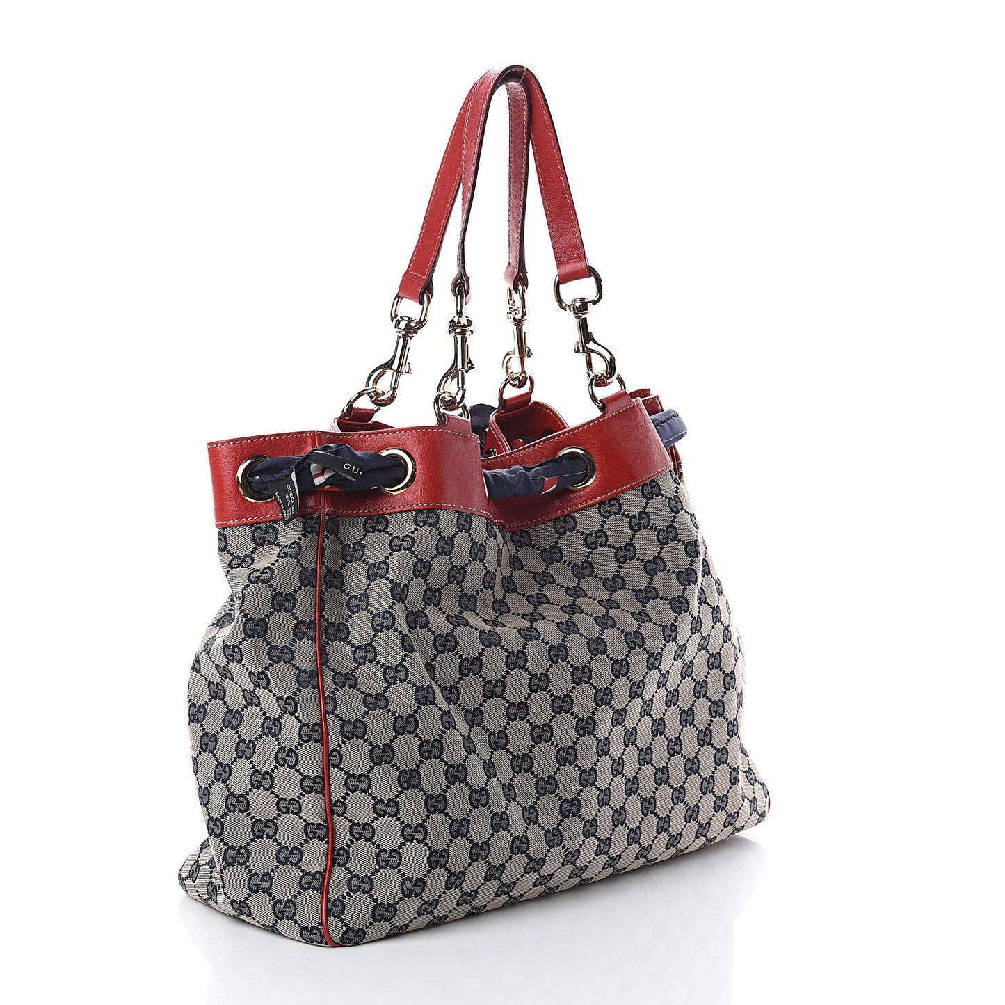 Monogram Large Positano Tote Navy Red