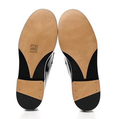 Chanel Shiny Calfskin Logo Loafers 38 Black 5 of 8