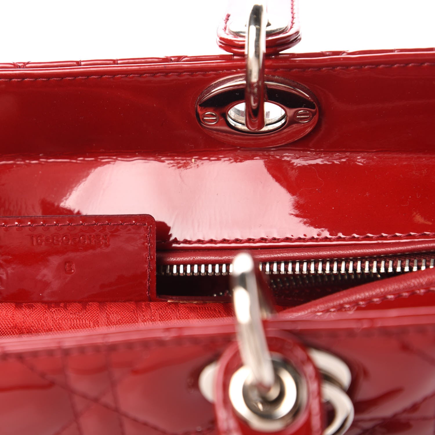 Christian Dior Patent Cannage Large Lady Dior Red 9 of 11