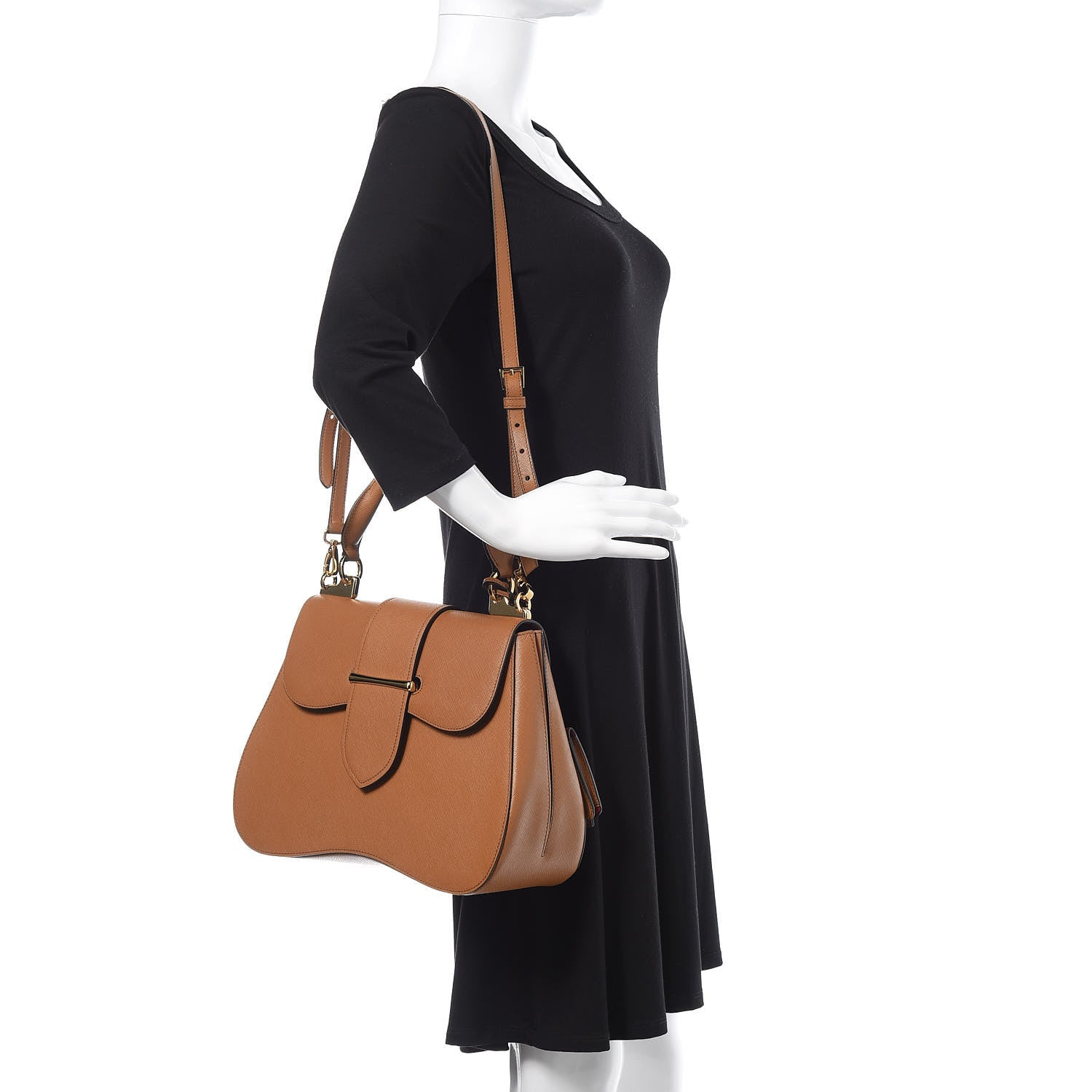 Prada Saffiano Lux Large Sidonie Top Handle Bag Caramel 2 of 10