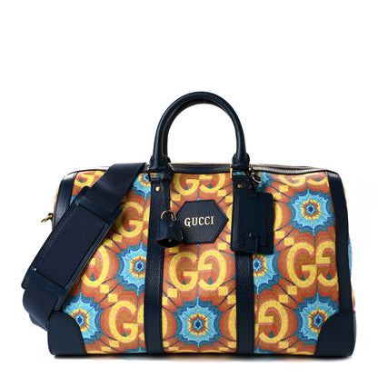 Gucci GG Supreme Kaleidoscope Calfskin Script Logo Gucci 100 Carry-On Duffle Bag Blue Orange Multicolor Blue Agata 1 of 8
