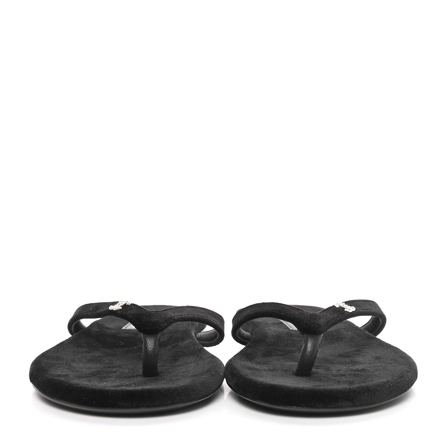 Velvet Crystal CC Thong Sandals 36.5 Black