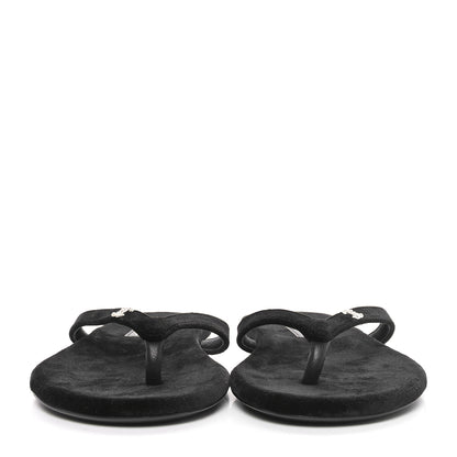 Chanel Velvet Crystal CC Thong Sandals 36.5 Black 3 of 8