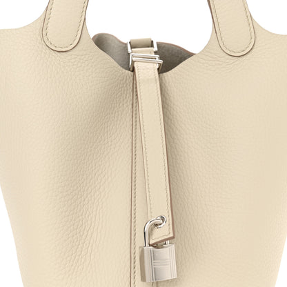 Hermes Taurillon Clemence Picotin Lock 18 PM Beton 8 of 11