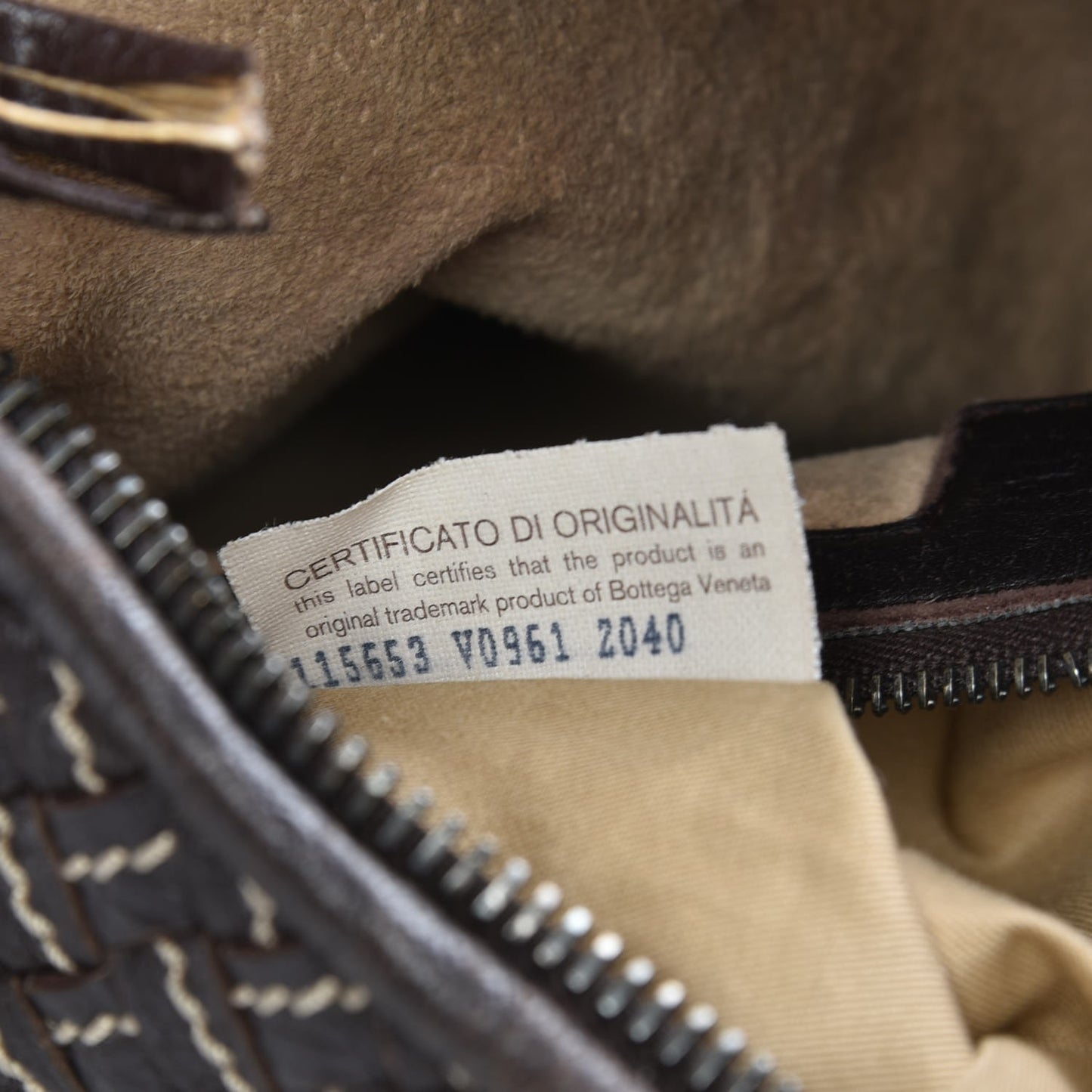 Nappa Stitched Intrecciato Medium Veneta Hobo Ebano