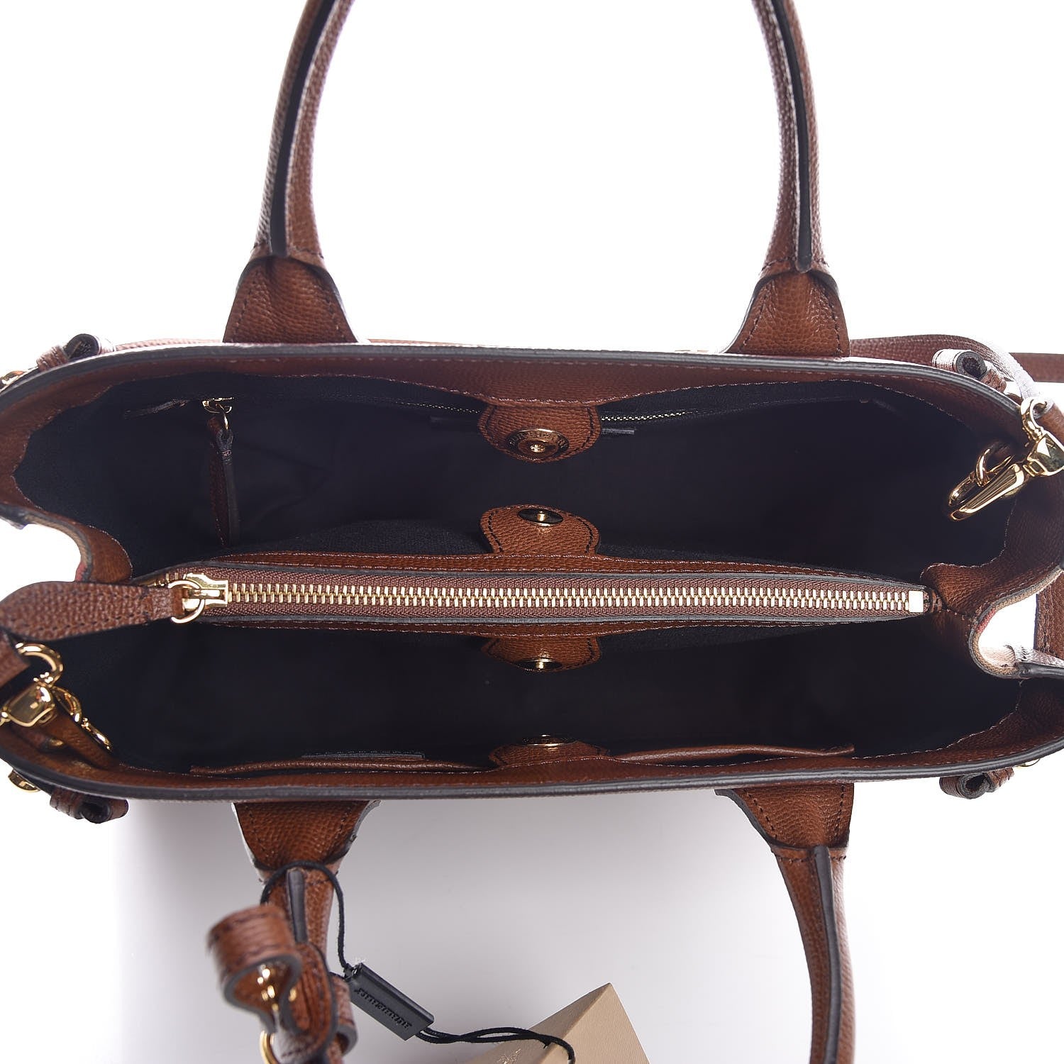 Burberry Grainy Calfskin House Check Medium Banner Tote Tan 6 of 8