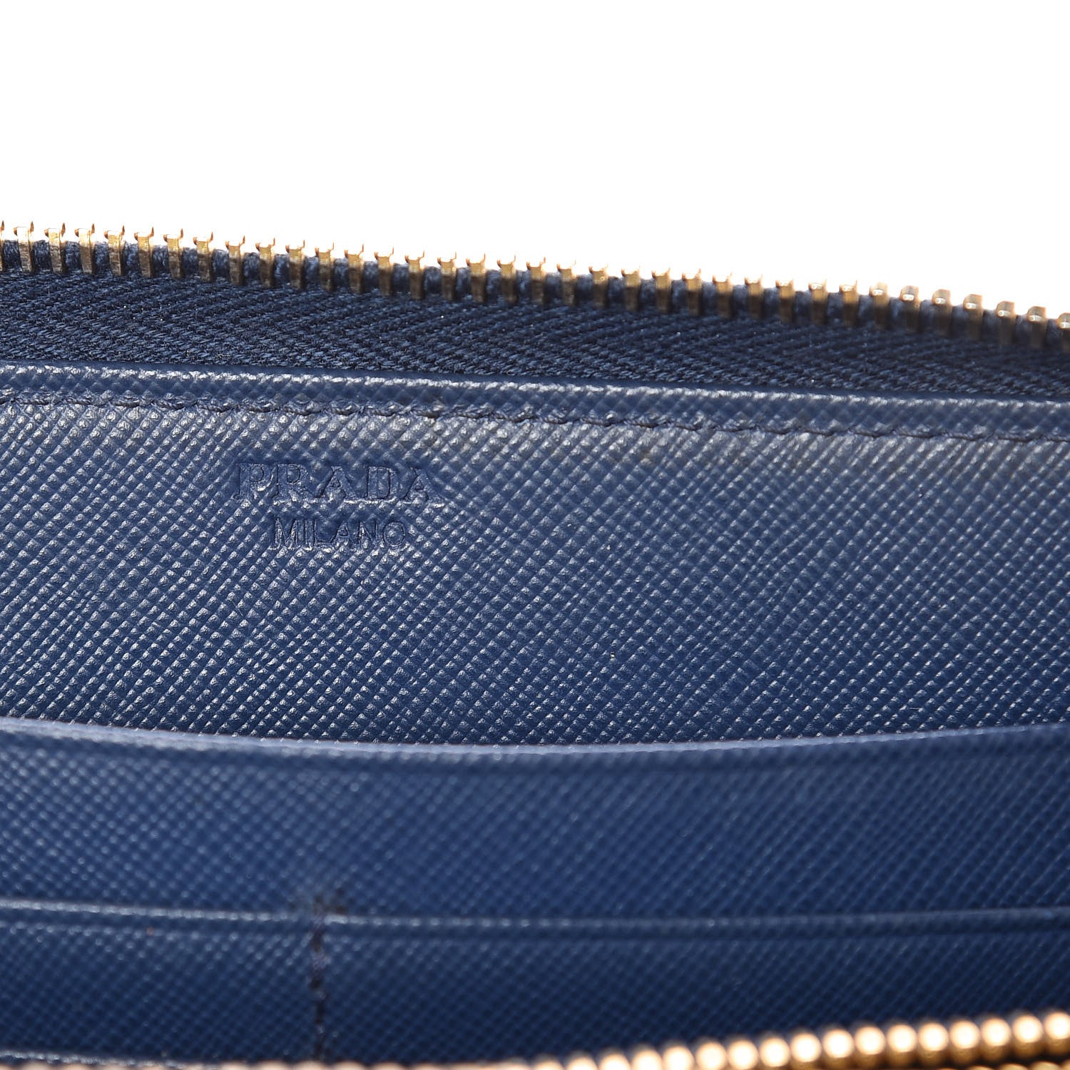 Prada Saffiano Triangle Zip Around Wallet Blue 6 of 11