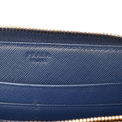 Prada Saffiano Triangle Zip Around Wallet Blue 6 of 11