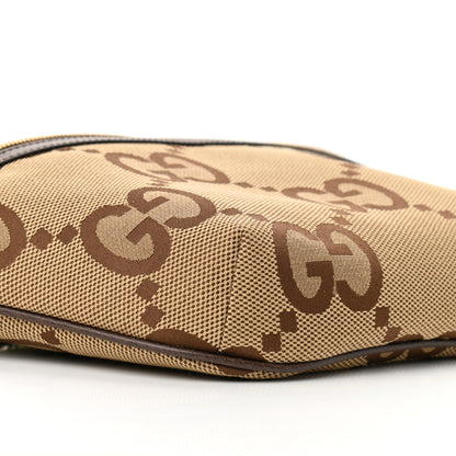 Gucci Monogram Jumbo GG Textured Dollar Calfskin Web Belt Bag Camel Ebony New Acero 9 of 10