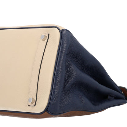 Hermes Taurillon Clemence Horseshoe Birkin 35 Bleu Abysse Parchemin Alezan Colvert 10 of 10