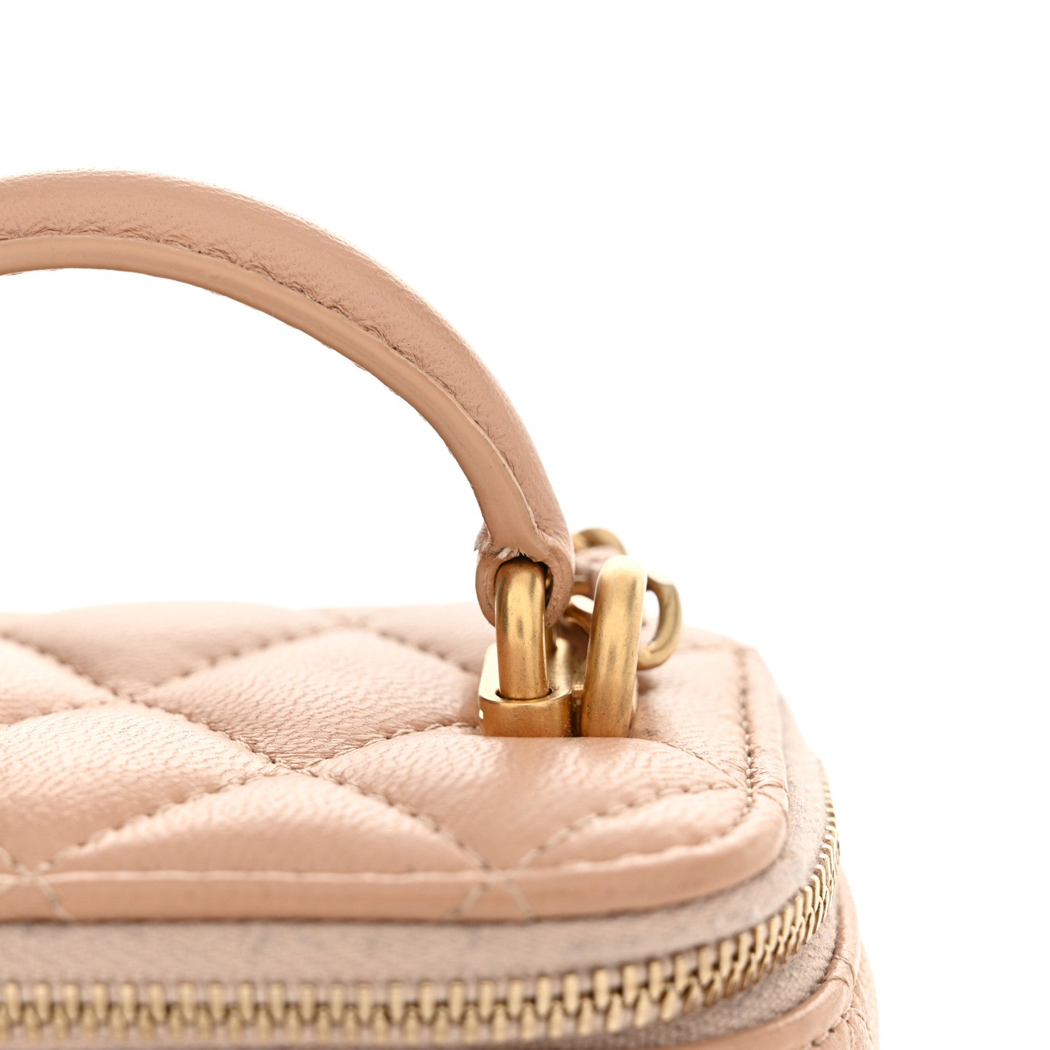 Chanel Lambskin Quilted Top Handle Mini Vanity Case With Chain Beige 11 of 12