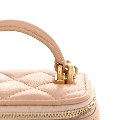 Chanel Lambskin Quilted Top Handle Mini Vanity Case With Chain Beige 11 of 12